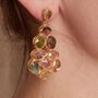 Tourmaline Statement Drop Stud Gold Plated Earrings, thumbnail 1 of 5
