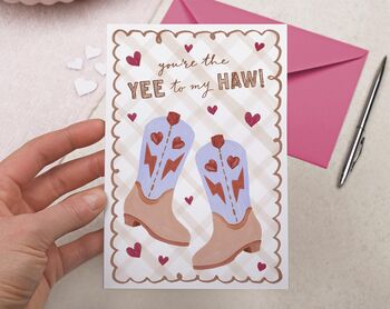 Cute Valentine Card With Cowboy Boots Pun For Boyfriend Or Husband, 4 of 4