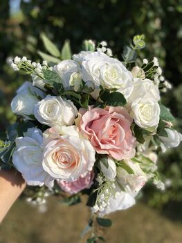 Champagne, Blush Pink, White Rose Bridal Bouquet, 3 of 12