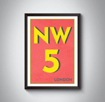Nw5 Camden London Typography Postcode Print, 5 of 10
