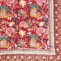 Deep Red, Green And Mustard Floral Indian Block Printed Cotton Bed Quilt, thumbnail 6 of 9