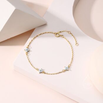 Sterling Silver Tiny Cz Hydrangea Flower Bracelet, 5 of 12