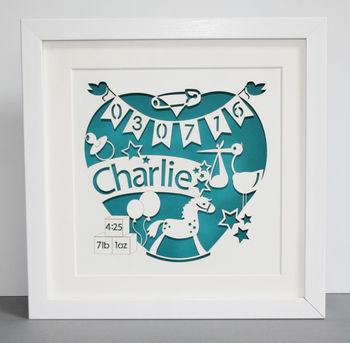 Personalised New Baby Paper Cut Picture, 6 of 8