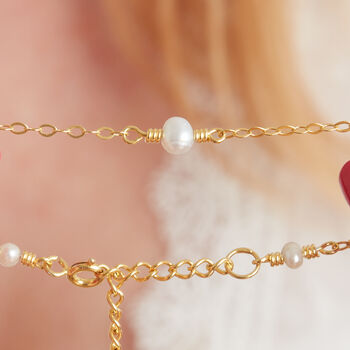 Gold Plated Silver And Pearl Friendship Chain Bracelet, 4 of 9