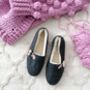Graphite Felt Ballerina Slippers With Pink Details, thumbnail 4 of 7