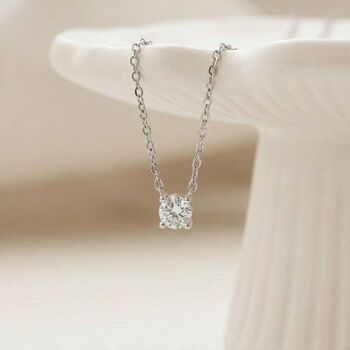 Solitaire Diamond Necklace Silver, 6 of 8