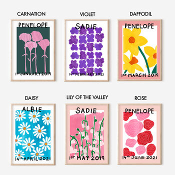 Personalised Birth Month Flower Abstract Art Print, 5 of 11