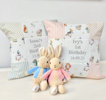 Peter Rabbit© 1st Birthday Cushion, 5 of 7