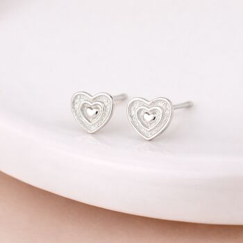 Sterling Silver Tiny Textured Heart Stud Earrings – 5mm, 2 of 7