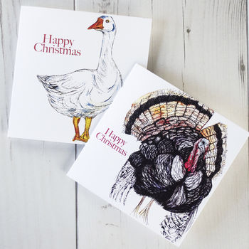 Goose And Turkey Christmas Card Set, 2 of 3