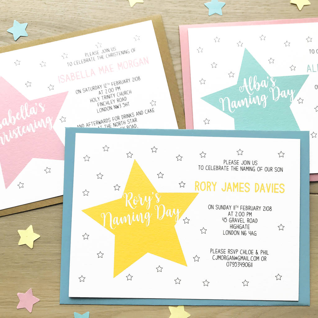 Personalised Christening Or Naming Day Star Invitations, 1 of 4