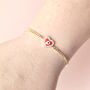 Red Enamel Heart Evil Eye Bracelet, thumbnail 4 of 5