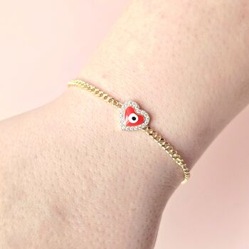 Red Enamel Heart Evil Eye Bracelet, 4 of 5