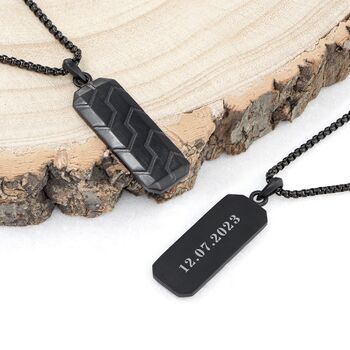 Personalised Men's Black Steel Dog Tag Necklace, 4 of 9