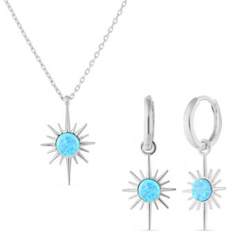Blue Opal Northern Star Set In Sterling Silver, 9 of 10