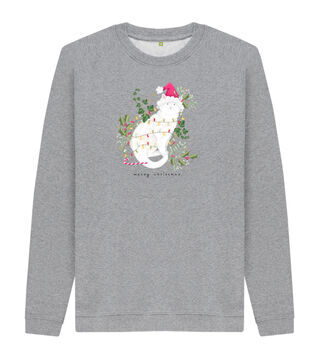 Personalised White Cat Christmas Jumper, 3 of 6