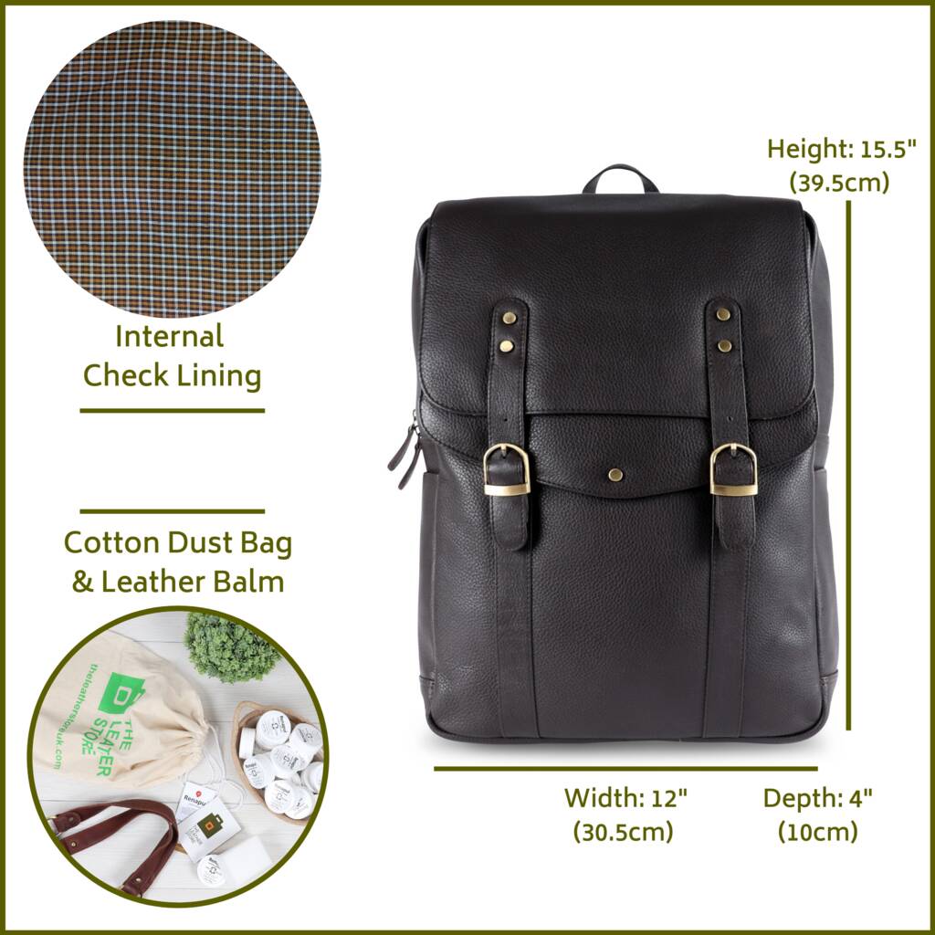 Jacob Leather Backpack Laptop Bag By The Leather Store