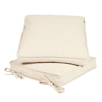 Set Of Two Natural Beige Seat Cushions With Ties, 2 of 4