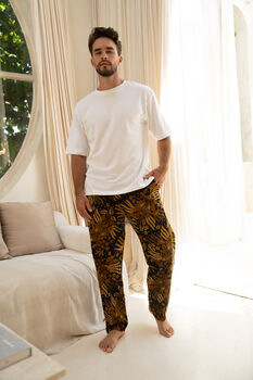 Men's Black Cotton Batik Trousers, 2 of 8