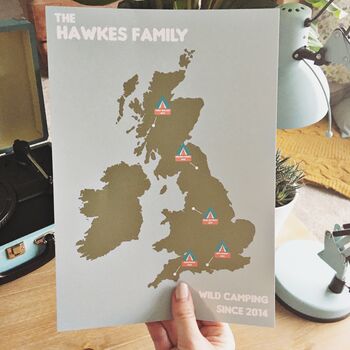 Personalised Camping UK Adventures Map, 4 of 4