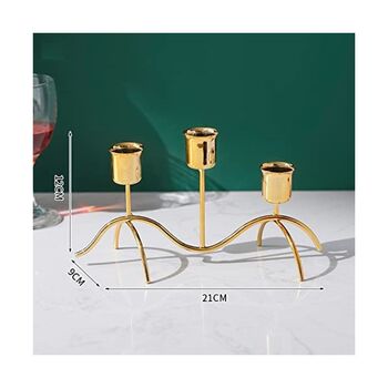 Three Arms Metal Candlestick Stand Taper Candle Holder, 4 of 5