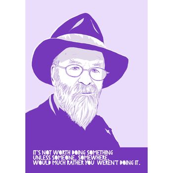 Pratchett Illustrated Portrait And Quote Print, 2 of 8