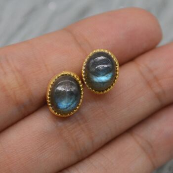 Labradorite Sterling Silver Stud Earrings, 2 of 8