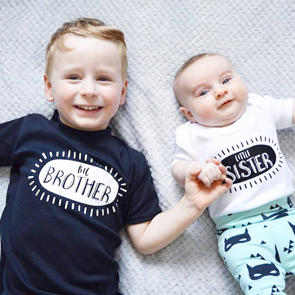 Monochrome Brother/Sister Sibling Slogan T Shirt By Blueberry Boo Kids
