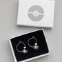 Silver Star And Pearl Charm Hoop Earrings, thumbnail 2 of 3