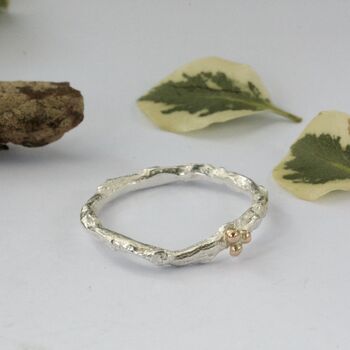 Woodland Mixed Metal Silver And Gold Shaped Ring, 3 of 6