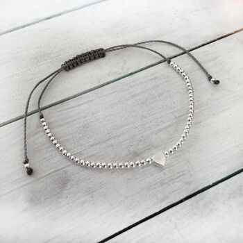 Silver Adjustable Heart Friendship Bracelet, 3 of 8