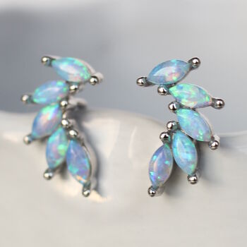 Sterling Silver Opal Wing Stud Earrings, 2 of 8