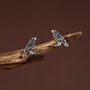 Sterling Silver Crow Raven Bird Stud Earrings, thumbnail 1 of 11