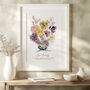 Watercolour Family Birth Month Flower Print, thumbnail 1 of 7