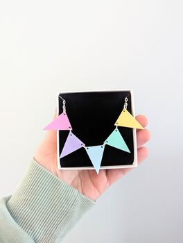 Pastel Bunting Necklace In Acrylic With Silver Plated Chain, 6 of 7