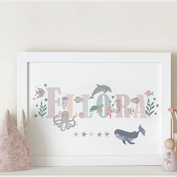 Floral Personalised Under The Sea Name Print, 5 of 5