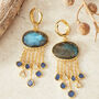 Aquamarine Topaz Gold Plated Silver Chain Drop Earrings, thumbnail 8 of 10