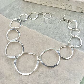 Chunky Sterling Silver Statement Circle Necklace, 6 of 7