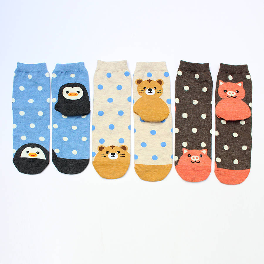 box of polka dot animals socks gift set by studio hop ...