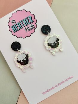 Sheep Glitter Resin Earrings / Gift For Animal Lover / Farmyard Jewellery / Fun Accessories, 4 of 5
