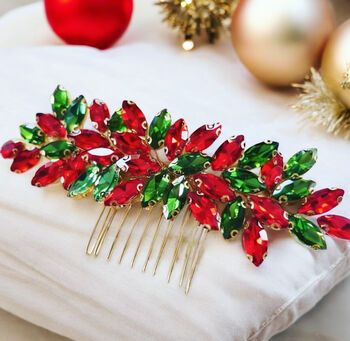 Christmas Green And Red Hair Comb, 5 of 5