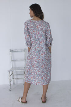 Blue And Pink Pastel Floral Printed Dress, 4 of 8