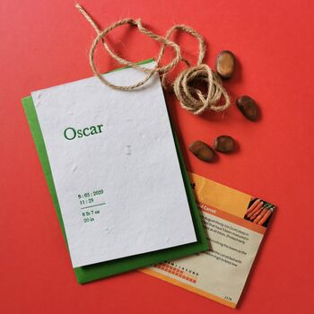 'The Oscar' Letterpress Seed Paper Birth Announcements, 3 of 6