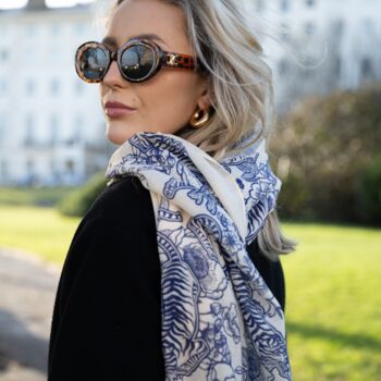 Blue Willow Tiger Print Scarf In Personalised Gift Box, 5 of 7