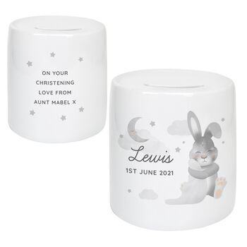 Personalised Baby Bunny Ceramic Money Box, 2 of 4