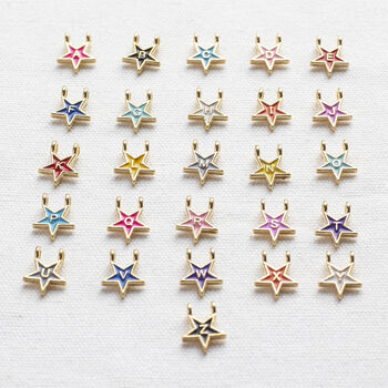 Gold Plated Enamel Star Initial Necklace, 7 of 9