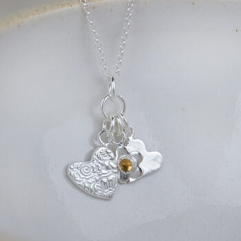 Sterling Silver Birthstone Cluster Necklace, 2 of 5