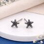 Oxidised Sterling Silver Starfish Stud Earrings – 5mm, thumbnail 1 of 10