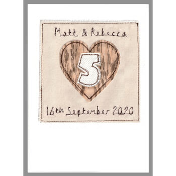 Personalised 5th Wood Wedding Anniversary Card, 7 of 7