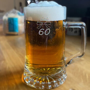 60th Birthday Bow Tie Tankard Glass, 4 of 5
